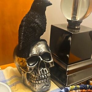 FREE New Raven On Skull Statue